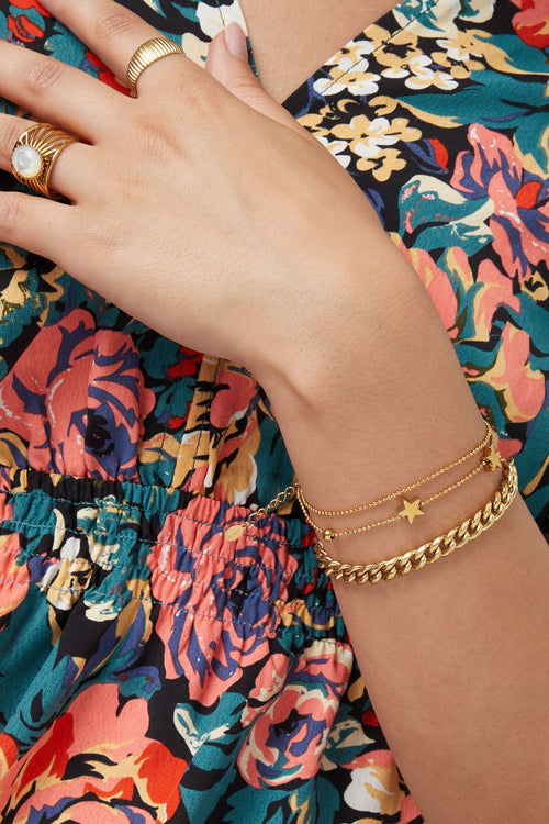 Dubbele armband sterretjes - goud