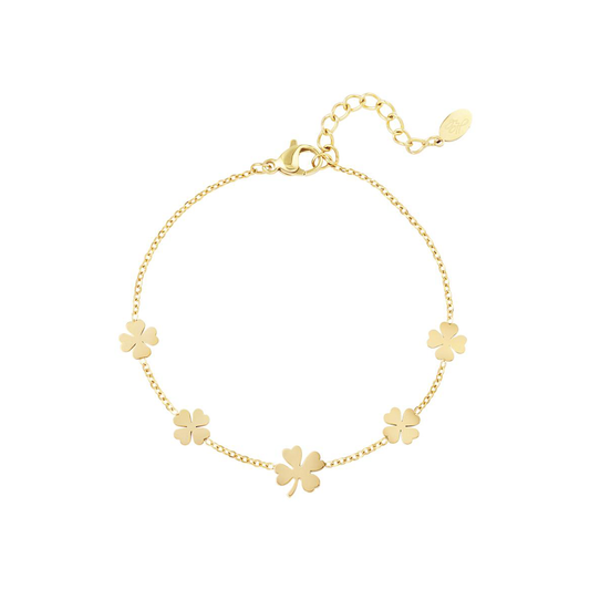 Armband 5 klavertjes Goud Stainless Steel