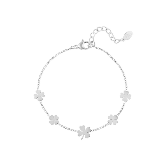 Armband 5 klavertjes Zilver Stainless Steel