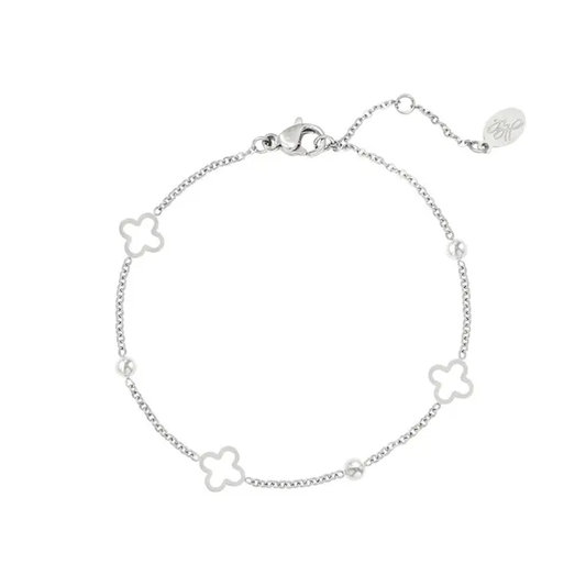 Armband open klavers Zilver Stainless Steel
