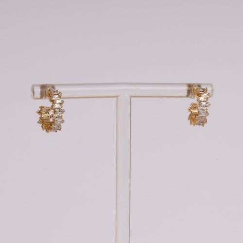 Aurora – Stainless Steel hoops met baguette steentjes