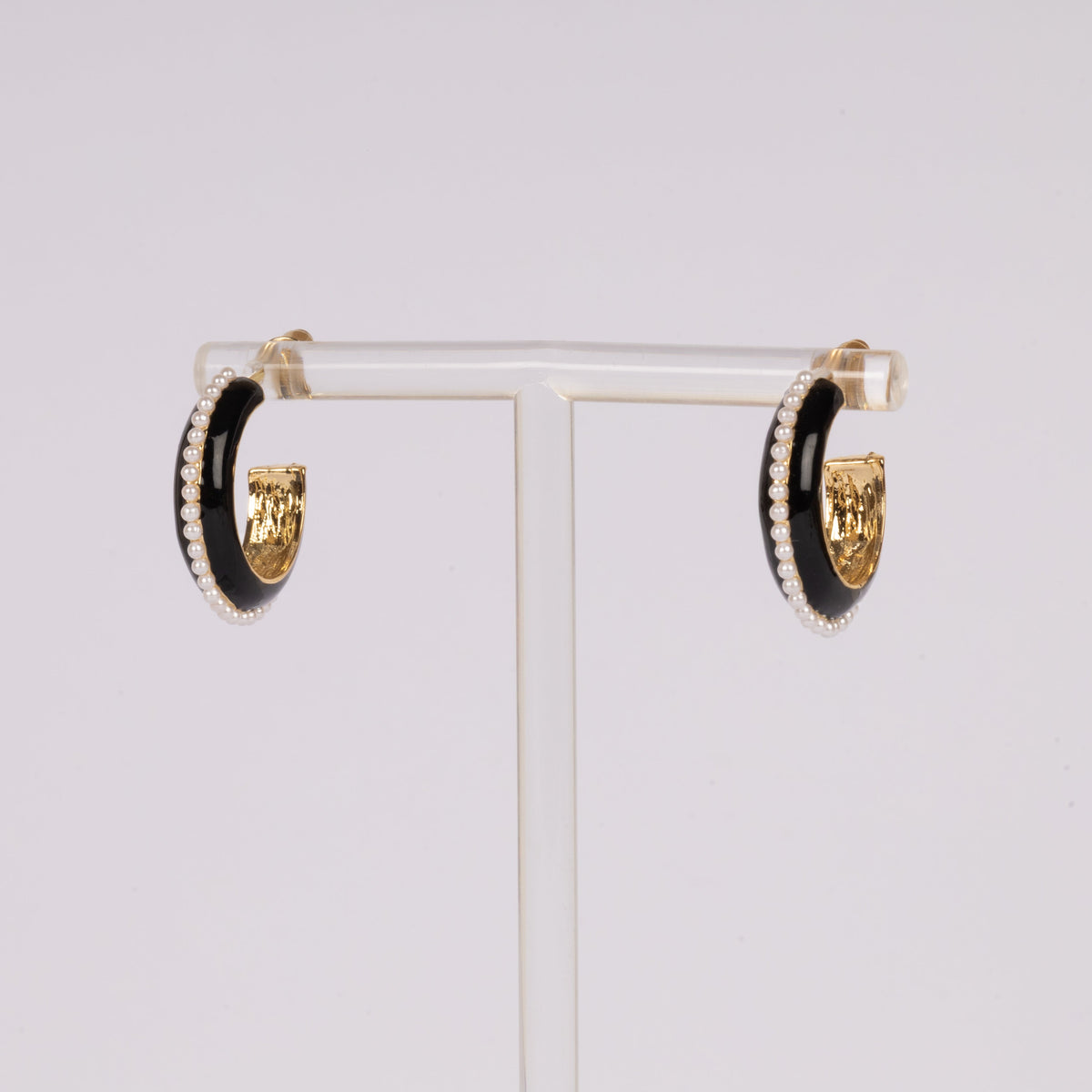 Ocean Pearl Zwart – Stainless Steel hoops