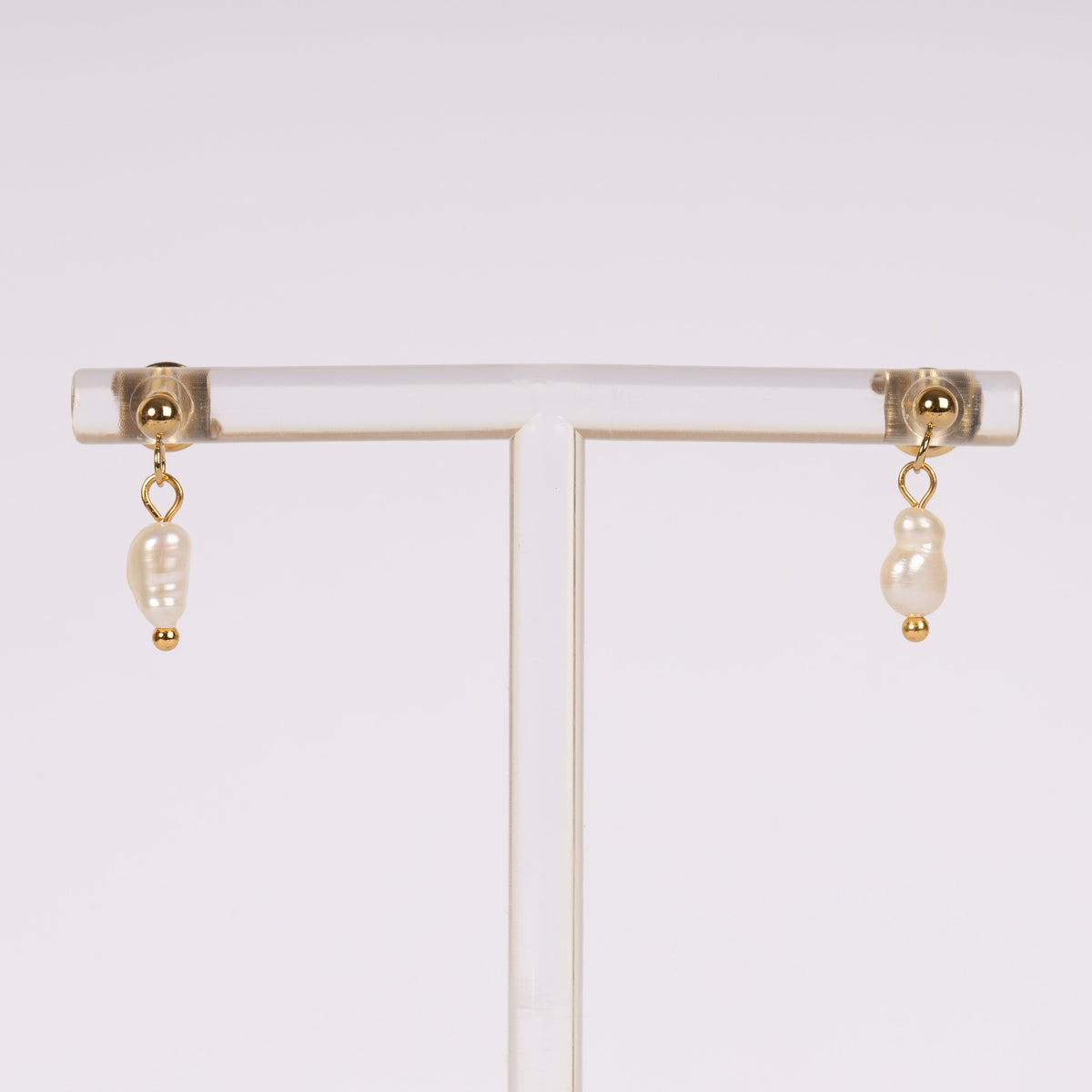 Oorbellen hangende parel Goud Stainless Steel