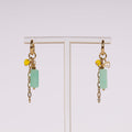 Gekleurde ketting oorbellen Green | Gold Stainless Steel