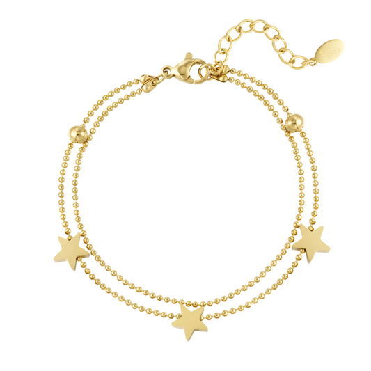 Dubbele armband sterretjes - goud