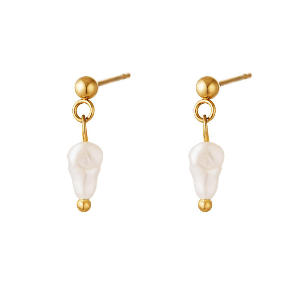 Oorbellen hangende parel Goud Stainless Steel