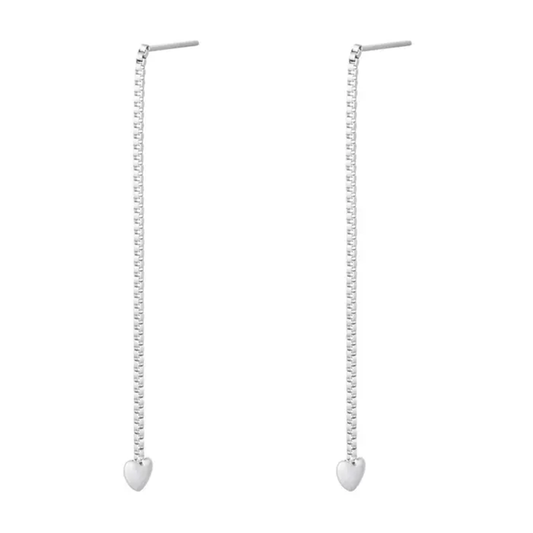 RVS oorbellen hart Zilver Stainless Steel