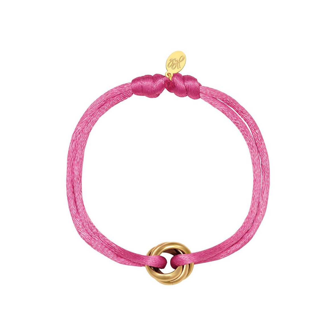 Satijnen armband knoop Baby Roze | Goud Polyester