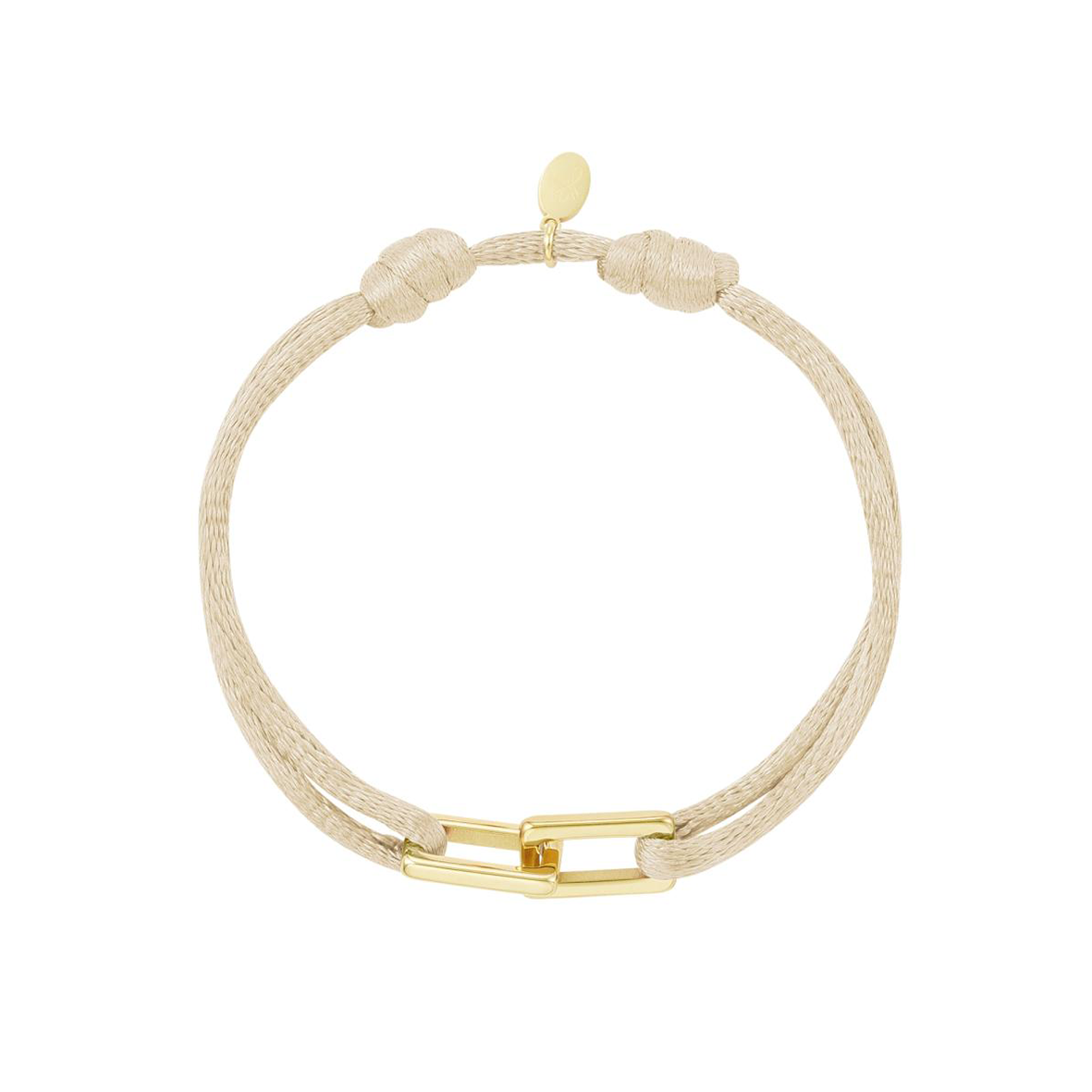 Stoffen armband schakel Champagne Stainless Steel